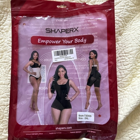 SHAPERX Shapewear for Women Tummy Control Body Shaper Bust Bodysuit 2XL NWT - Picture 5 of 9